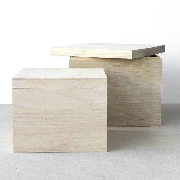 Zestaw 2 drewnianych pudełek Boite de rangement