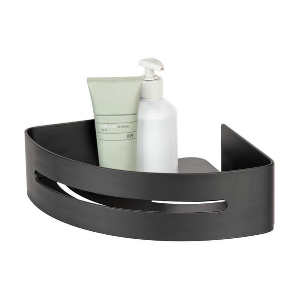 Narożna samoprzylepna metalowa półka łazienkowa w kolorze matowej czerni Bivio – Wenko-image-2