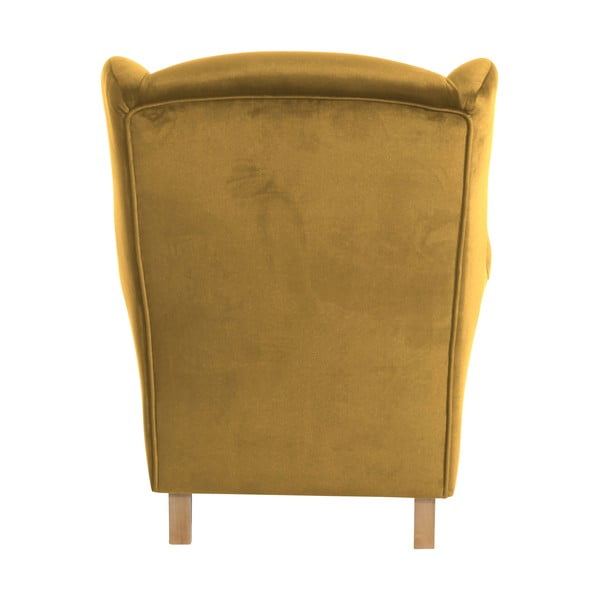 Musztardowy fotel uszak Max Winzer Lorris Velour Corn-image-4