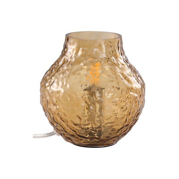 Szklana lampa stołowa w bursztynowym kolorze (wysokość 15 cm) Breen – Jotex