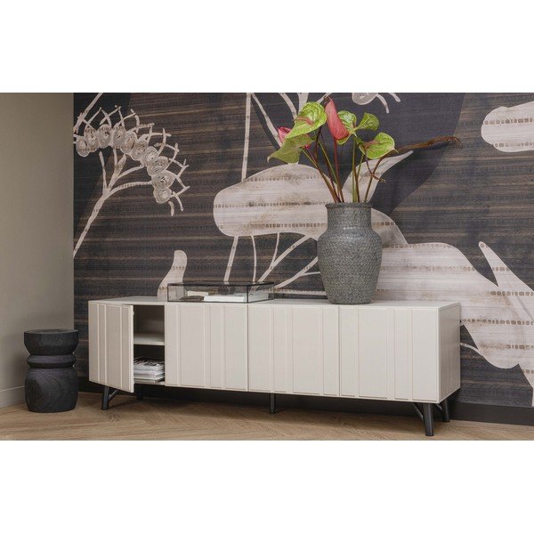 Kremowa szafka pod TV z litego drewna sosnowego 181x56 cm Miller – WOOOD-image-4