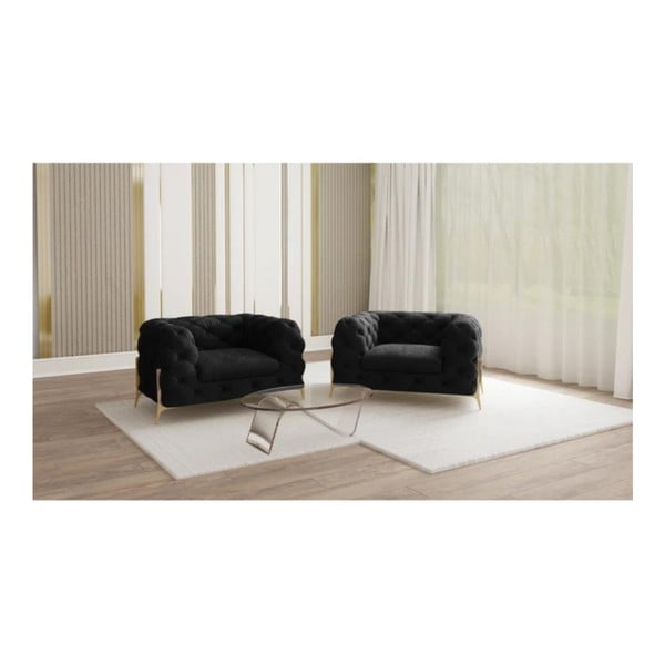 Czarny aksamitny fotel Chelsea Bis – Ropez-image-1