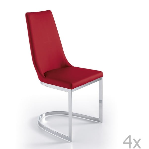 Zestaw 4 czerwonych krzeseł Ángel Cerdá Tiara
