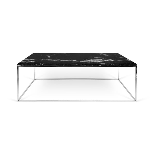 Czarny stolik marmurowy z chromowanymi nogami TemaHome Gleam, 75x120 cm