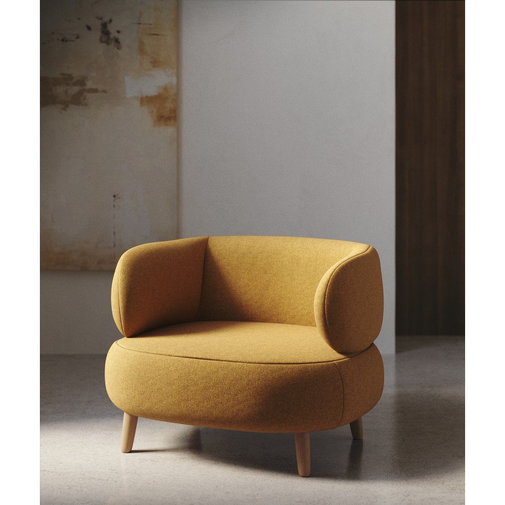 Musztardowy fotel z materiału bouclé Luisa – Kave Home (zdjęcie 2)