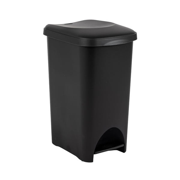 Czarny plastikowy kosz na śmieci na pedał 40 l – Addis