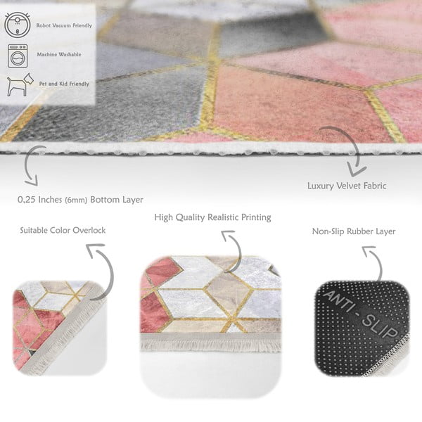 Szaro-różowy dywan odpowiedni do prania 160x230 cm – Mila Home-image-4