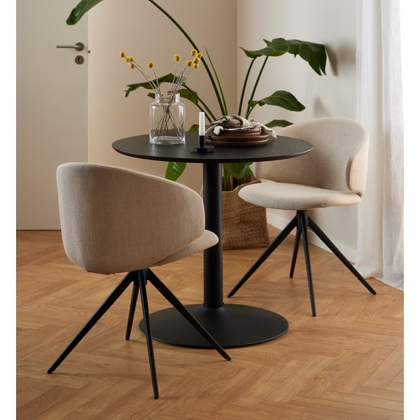 Beżowy tapicerowany fotel jadalniany z podłokietnikami Ella – Actona-image-1