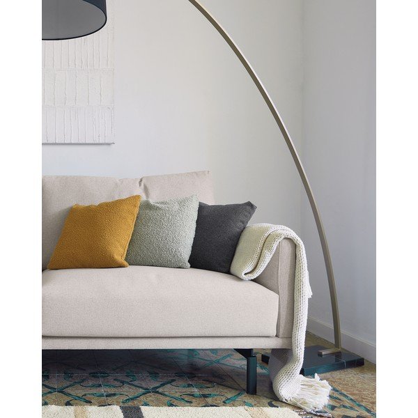 Czarna/w kolorze złota lampa stojąca z tekstylnym kloszem (wysokość 210 cm) Juhe – Kave Home-image-4