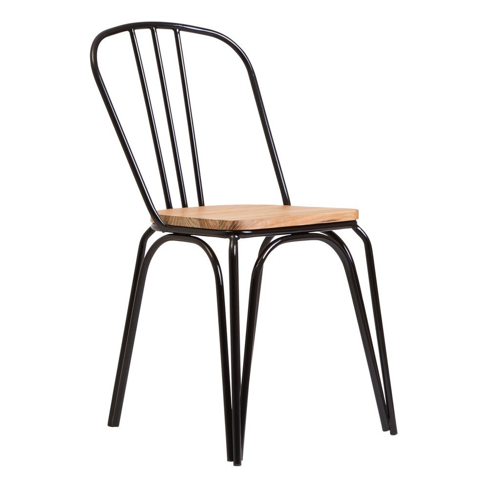 Czarne krzesło z litego drewna wiązu District – Premier Housewares
