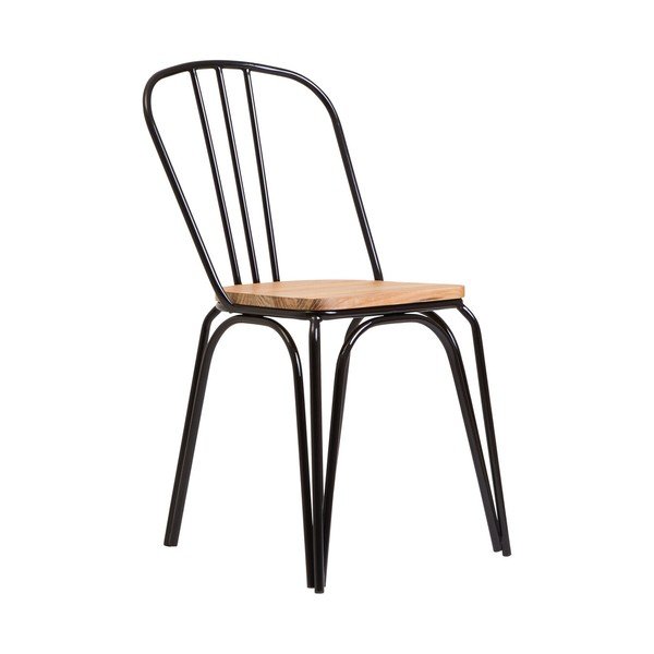 Czarne krzesło z litego drewna wiązu District – Premier Housewares