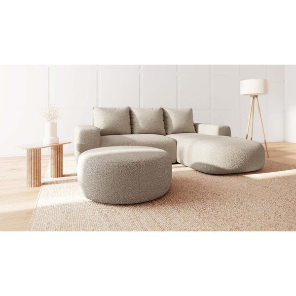 Beżowy puf z materiału bouclé Bouclé Feiro – MESONICA-image-1