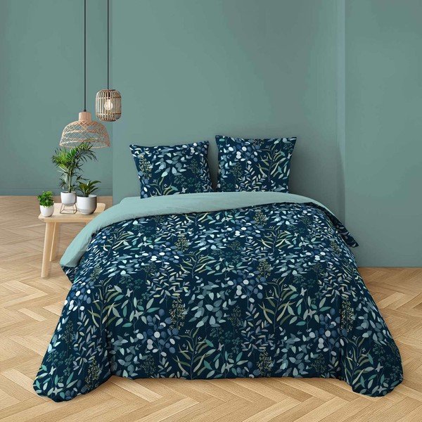 Niebieska bawełniana pościel dwuosobowa 3-częściowa 200x200 cm Stacy – douceur d'intérieur-image-1