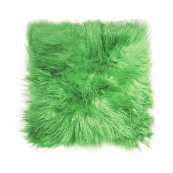 Zielona poduszka na krzesło ze skóry jagnięcej z długim włosiem Arctic Fur Saddo, 37x37 cm