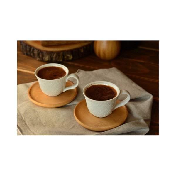 Brązowe porcelanowe/bambusowe filiżanki w zestawie 2 do espresso 0,1 l Flo - Bambum-image-2