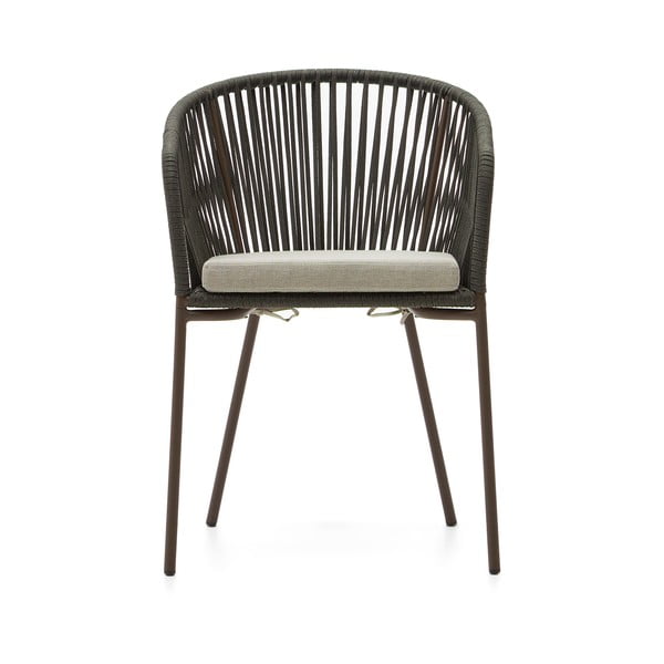 Zielone metalowe/tapicerowane krzesło ogrodowe Yanet – Kave Home-image-2