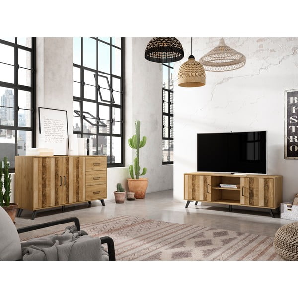 Niska komoda w dekorze dębu 136x81 cm Nordic – Marckeric-image-4