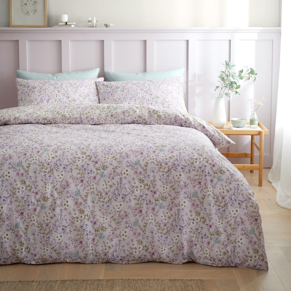 Lawendowo-beżowa bawełniana pościel jednoosobowa 135x200 cm Ditsy Floral – Bianca (zdjęcie 3)