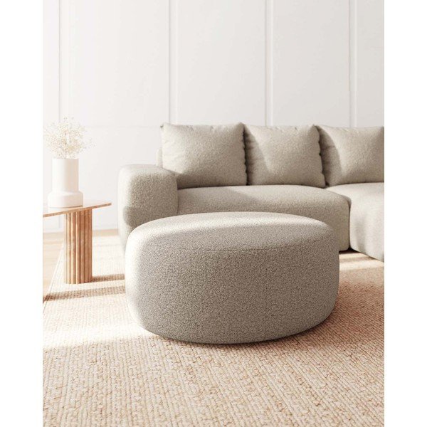 Beżowy puf z materiału bouclé Bouclé Feiro – MESONICA-image-2