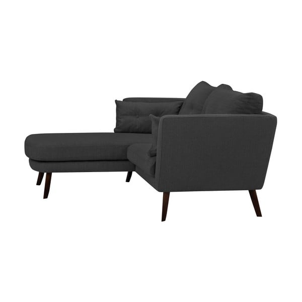 Ciemnoszara sofa 3-osobowa Mazzini Sofas Elena, z szezlongiem po lewej stronie-image-2