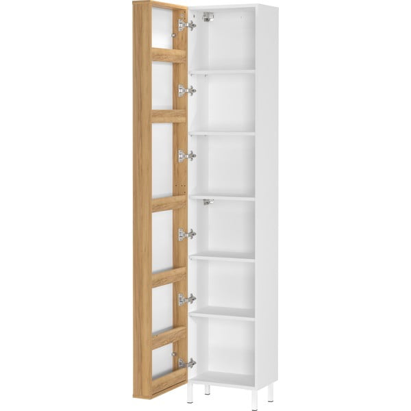 Biała wysoka/wąska szafka łazienkowa 39x195 cm Topeka – Germania-image-3