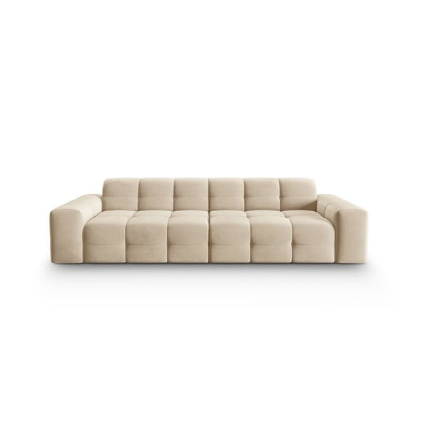 Beżowa aksamitna sofa 255 cm Kendal – Micadoni Home