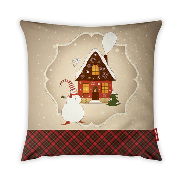 Poszewka na poduszkę Vitaus Christmas Period Snowman And House, 43x43 cm
