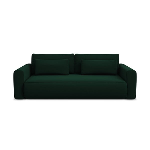 Zielona aksamitna rozkładana/ze schowkiem sofa 238 cm Kapua – Makamii