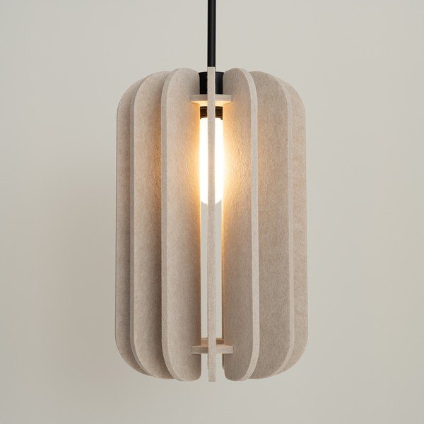 Beżowa metalowa lampa wisząca z tekstylnym kloszem ø 27 cm Elom – Sollux-image-2