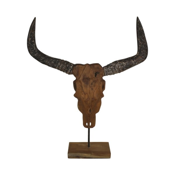 Poroże dekoracyjne z drewna tekowego HSM collection Buffalo Head, wys. 80 cm