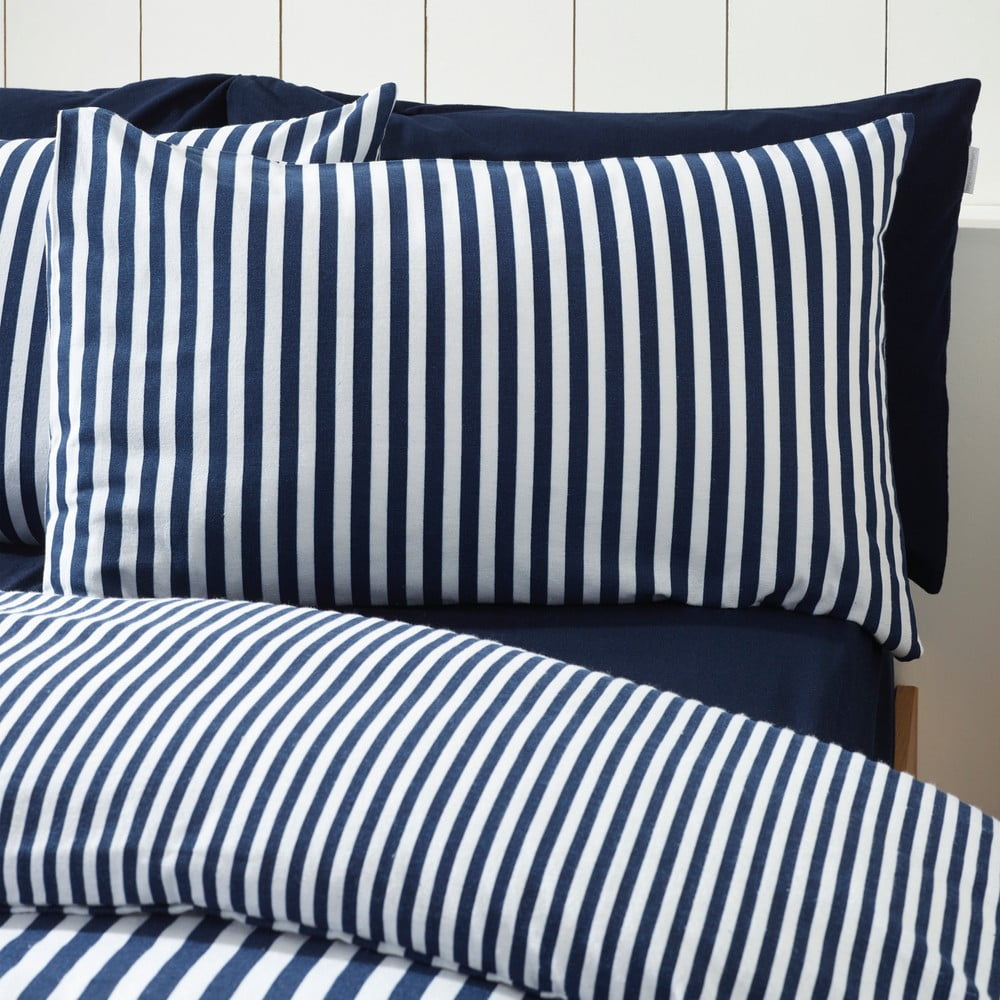 Ciemnoniebieska flanelowa pościel dwuosobowa 200x200 cm Stripe – Catherine Lansfield (zdjęcie 4)
