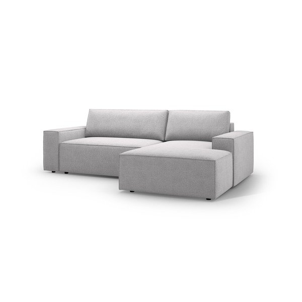 Jasnoszary rozkładany narożnik z materiału bouclé (prawostronny) Jodie – Micadoni Home-image-2