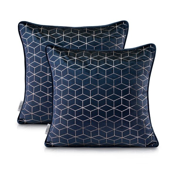 Zestaw 2 poszewek na poduszkę AmeliaHome Nancy Darkblue, 45x45 cm