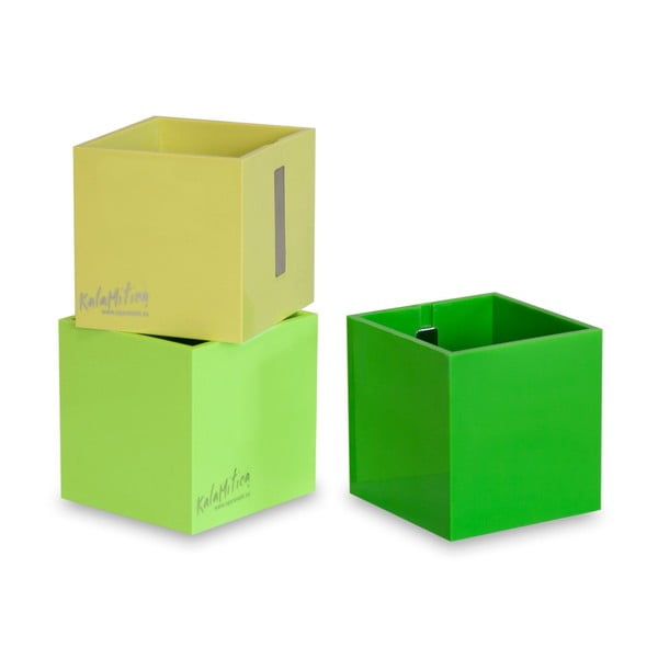 Zestaw 3 magnetycznych doniczek Cube Green, średni