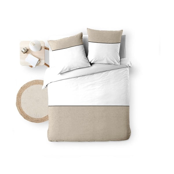 Biało-beżowa bawełniana pościel dwuosobowa 240x220 cm Gabrielle – douceur d'intérieur-image-4