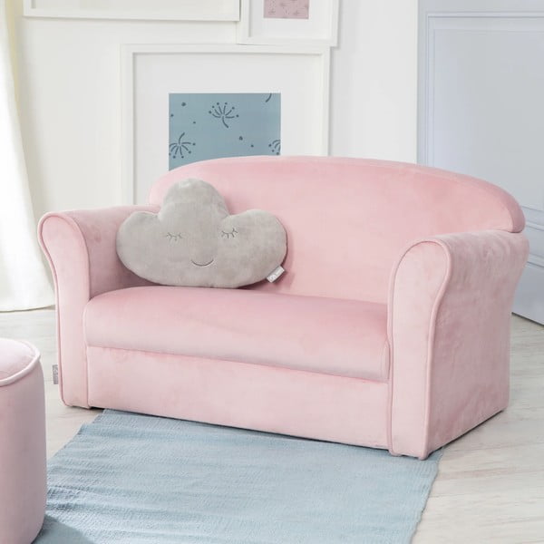 Jasnoróżowa aksamitna sofa dla dzieci 78 cm Lil Sofa – Roba-image-1