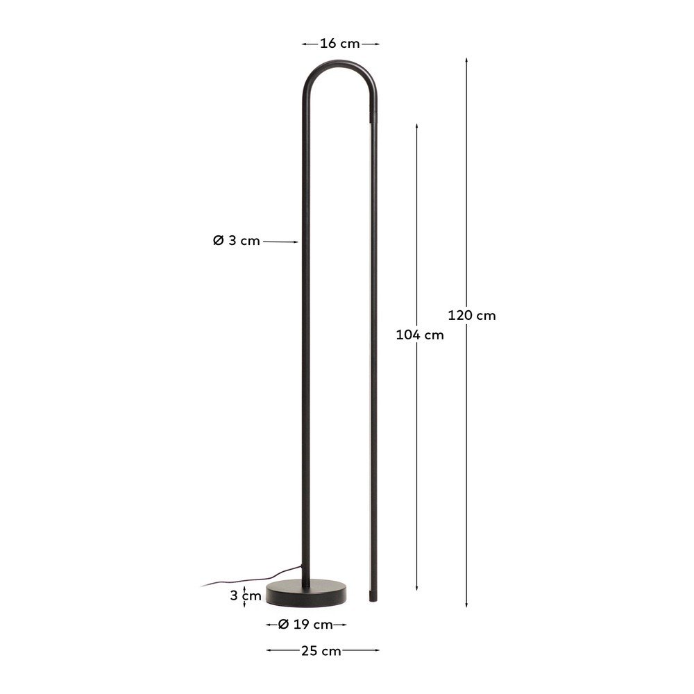Czarna lampa stojąca LED (wysokość 120 cm) Bow – Kave Home (zdjęcie 8)