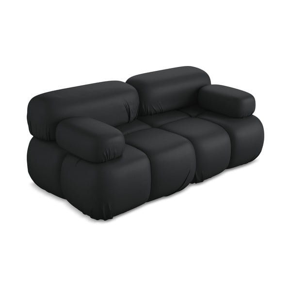 Czarna sofa modułowa z imitacji skóry 190 cm Lokua – Makamii-image-2