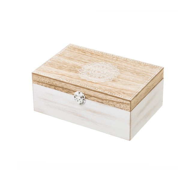 Biały pojemnik z drewna Unimasa Treasure, 24x17 cm