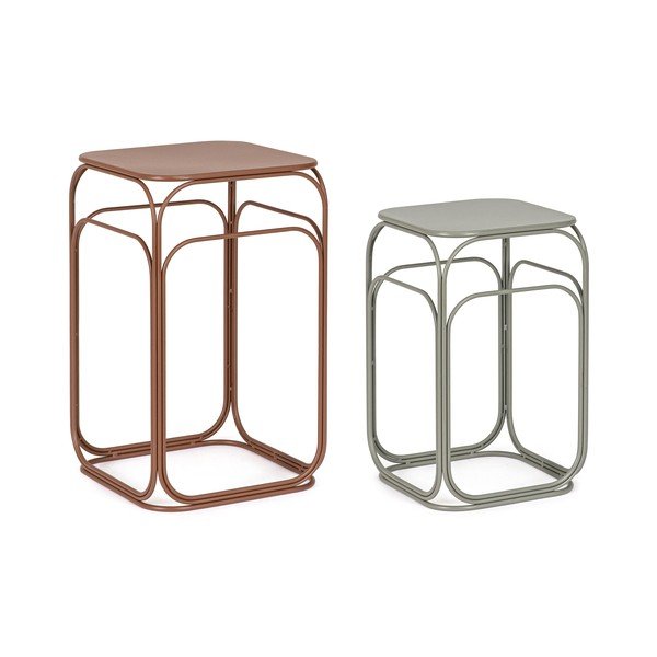 Szaro-ceglaste metalowe stoliki zestaw 2 szt. 36x36 cm Clarity – Bizzotto