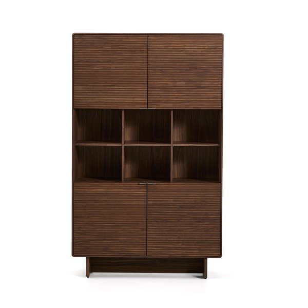 Ciemnobrązowa szafka w dekorze orzecha 100x163x40 cm Norlen – Kave Home