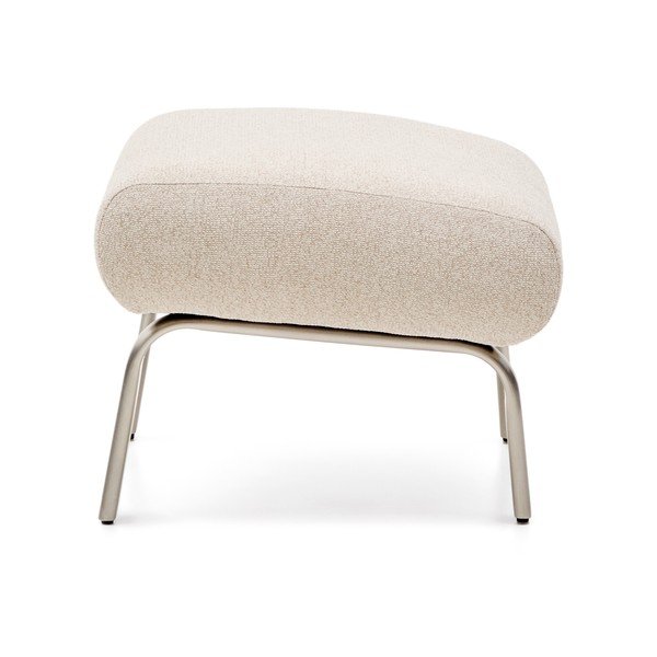 Beżowy podnóżek z tkaniny szenilowej Amsen – Kave Home-image-2