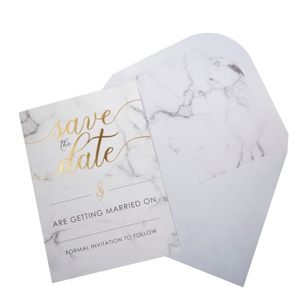 Zestaw 10 zawiadomień ślubnych z kopertami Neviti Scripted Marble