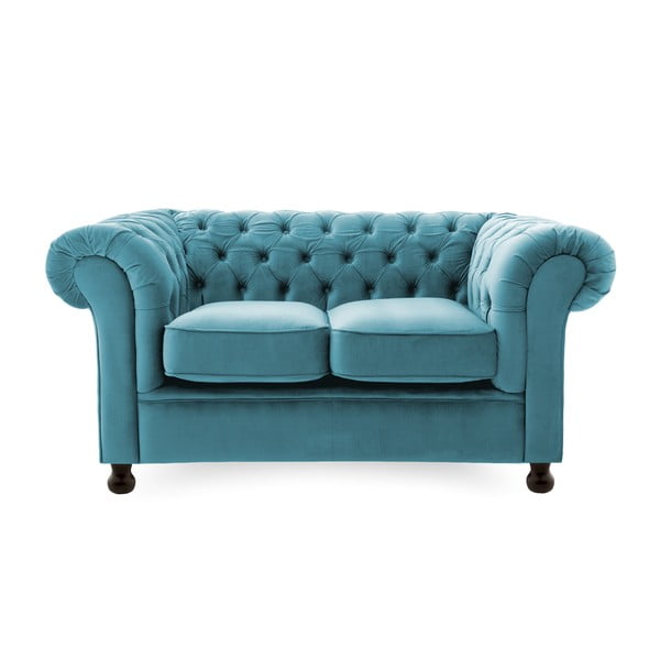 Niebieska sofa Vivonita Chesterfield, 152 cm