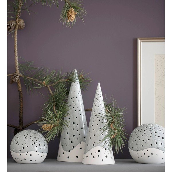 Szary świąteczny świecznik z porcelany kostnej Kähler Design Nobili, ⌀ 14 cm-image-3