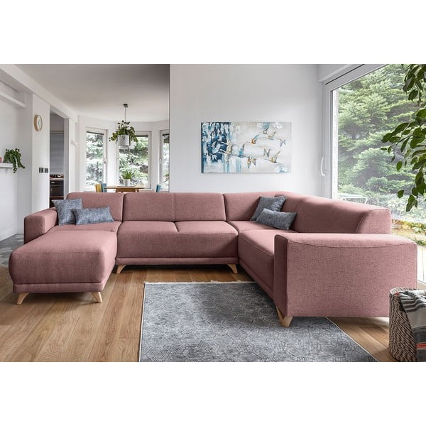 Różowy rozkładany/ze schowkiem narożnik (prawostronny/w kształcie litery U) Classy Sophie – Miuform-image-1