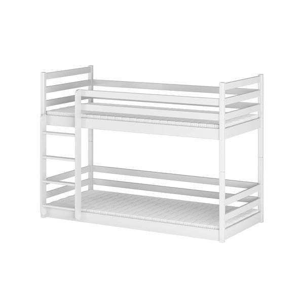Białe piętrowe łóżko dziecięce z drewna sosnowego 90x190 cm Mini – Lano Meble