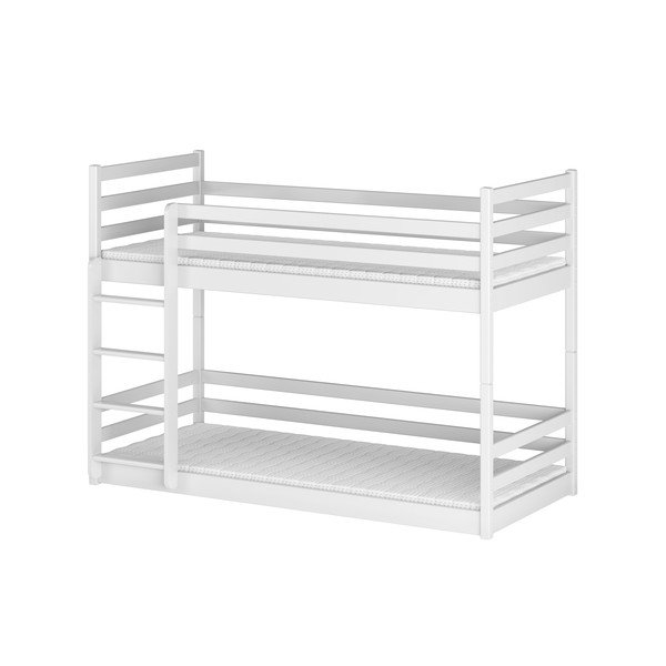 Białe piętrowe łóżko dziecięce z drewna sosnowego 70x160 cm Mini – Lano Meble
