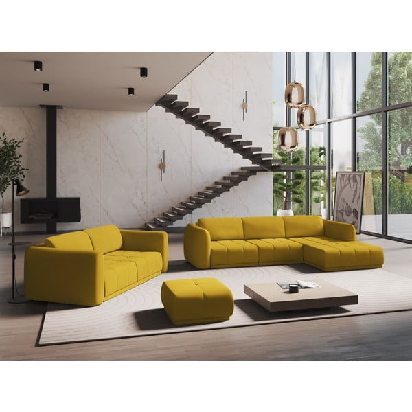 Żółta sofa 210 cm Hoku – Makamii-image-1