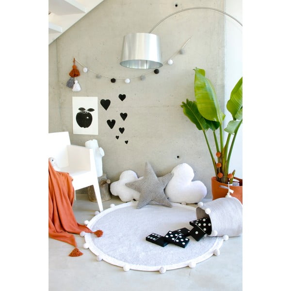 Jasnoszary bawełniany dywan dziecięcy tkany ręcznie odpowiedni do prania ø120 cm Bubbly – Lorena Canals-image-3